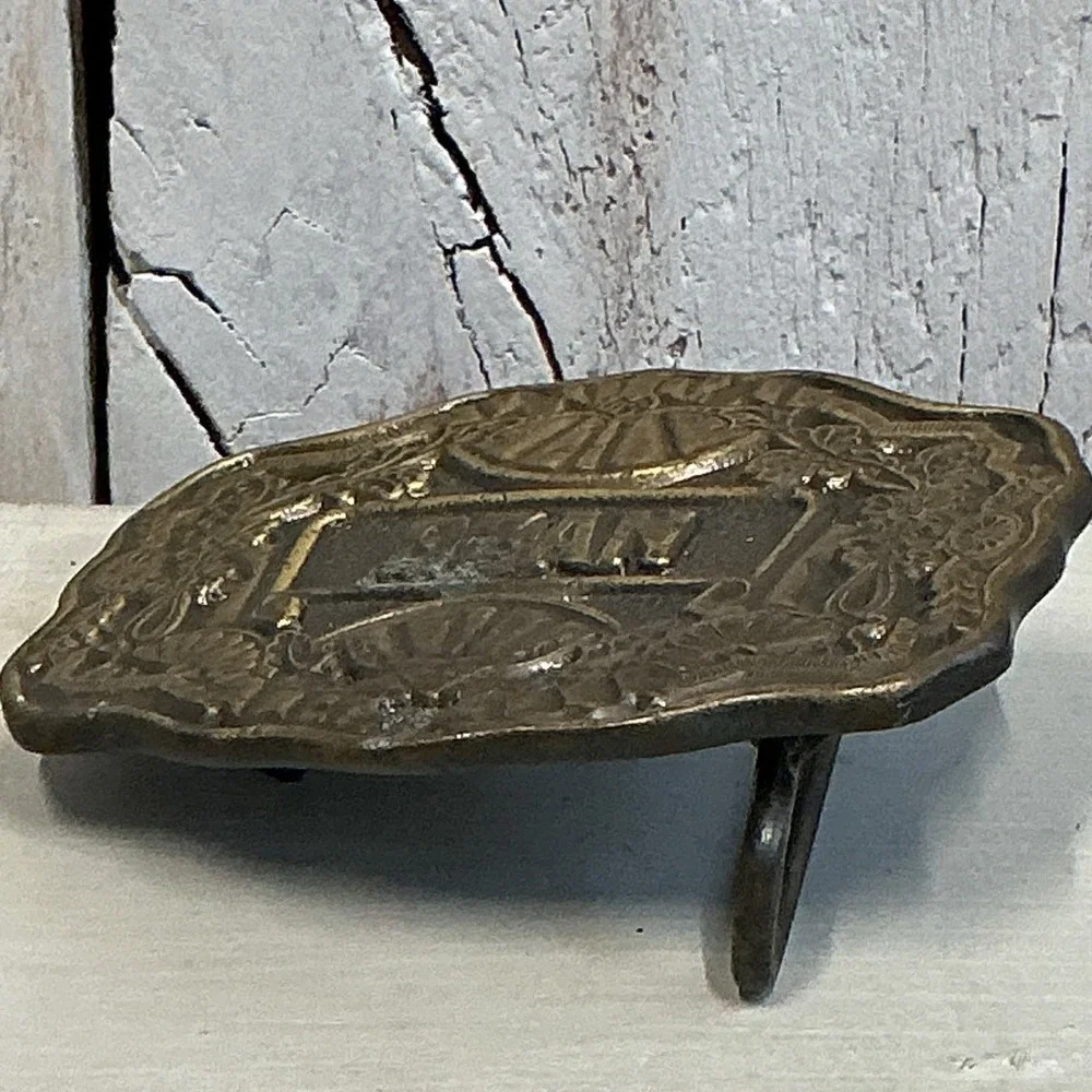 Vintage Oden USA Brass Belt Buckle Dean Name‎ Western Style Needs Repair